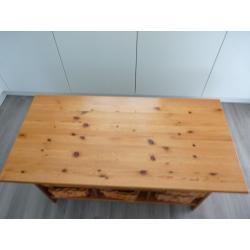 Solid pine table with 6 storage baskets wood living room magazine