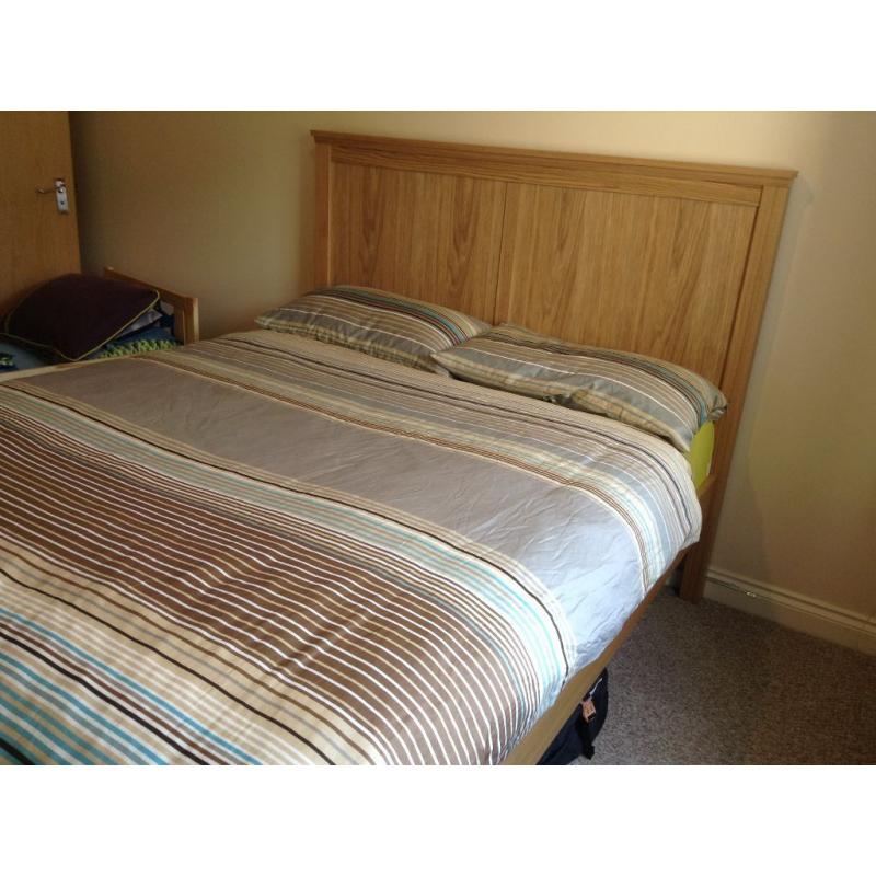 (IKEA) Wood Double Bed with Mattress