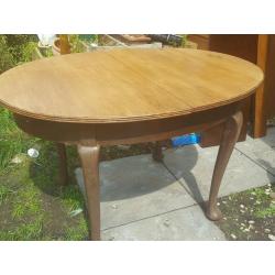 1950s hand made oak extending dining room table