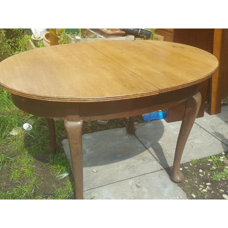 1950s hand made oak extending dining room table