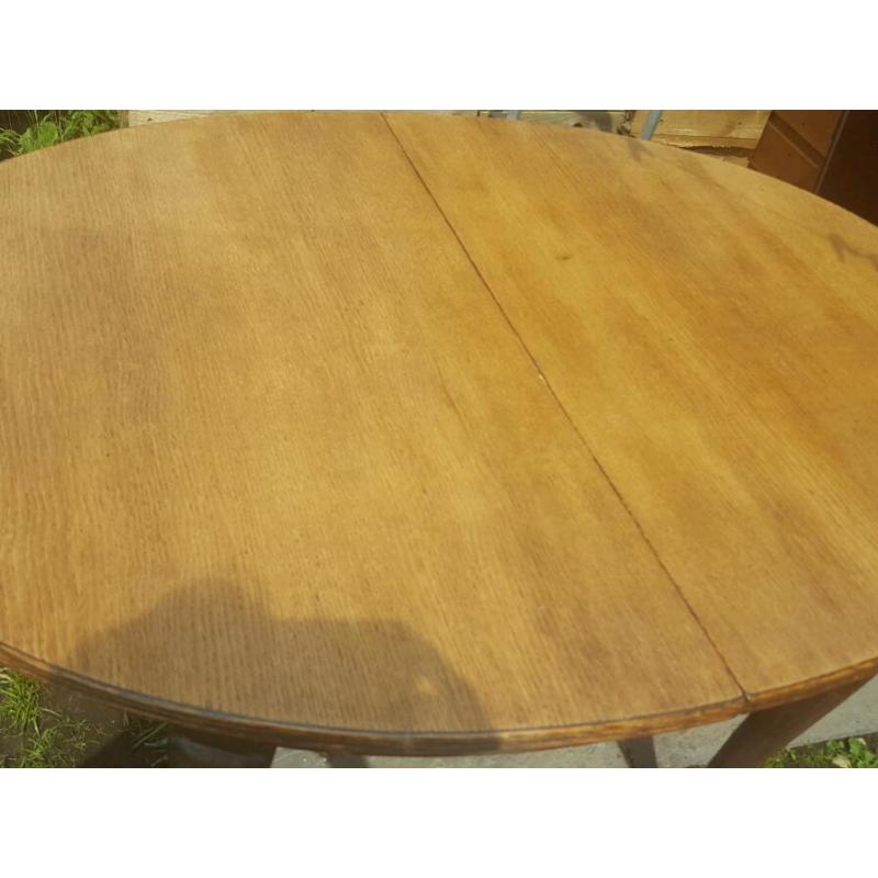 1950s hand made oak extending dining room table