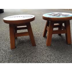 2 mini wooden stools