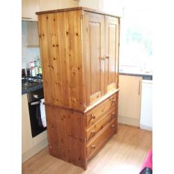 Chest of drawers and cupboard, wardrobe