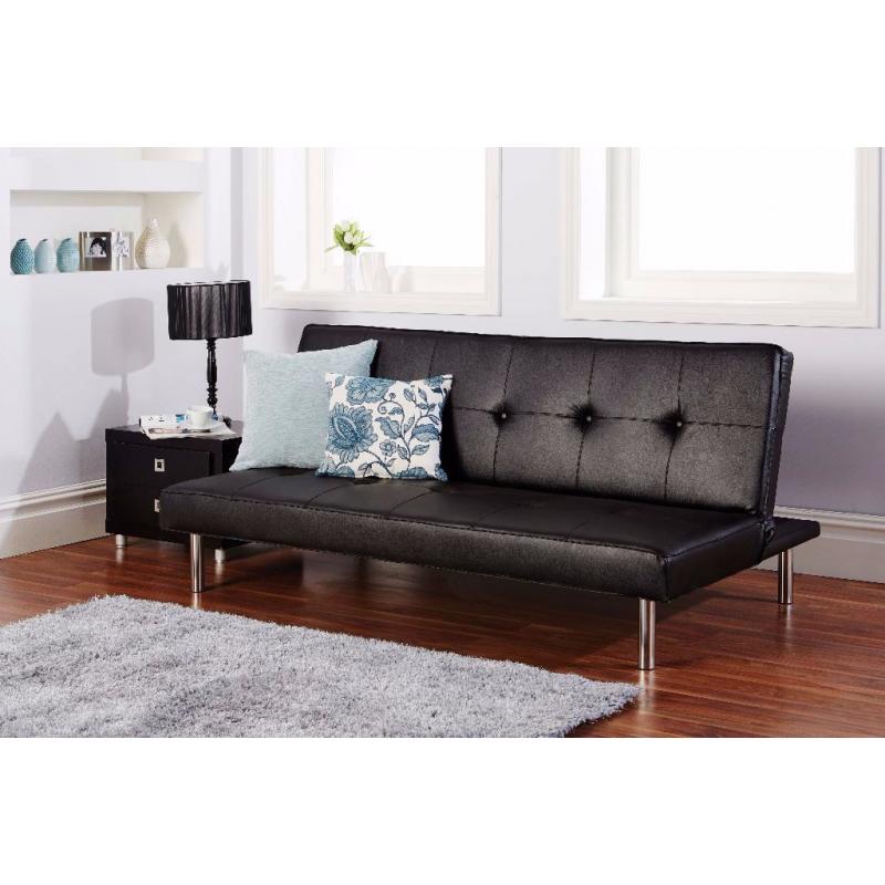 Brand New Italian Click Clack Leather Sofa Bed Delivery Available All Over London