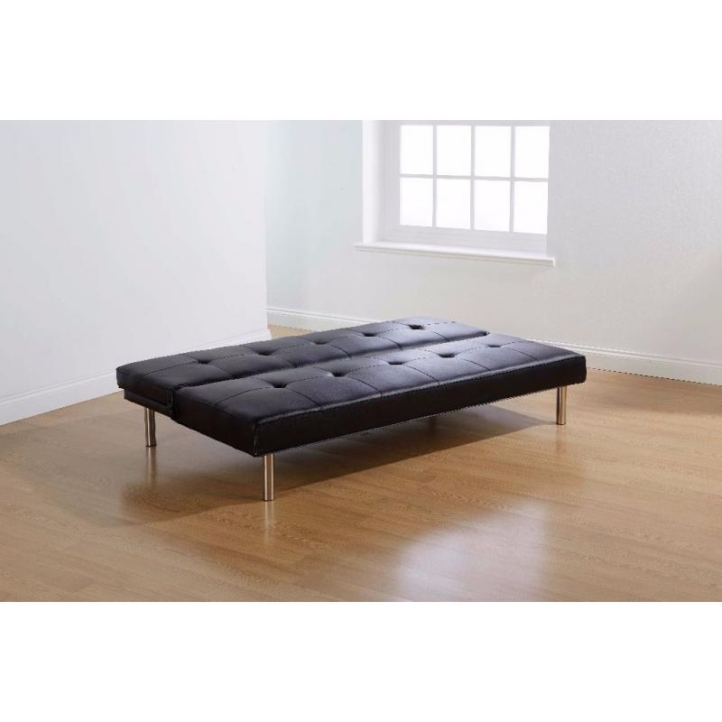 Brand New Italian Click Clack Leather Sofa Bed Delivery Available All Over London