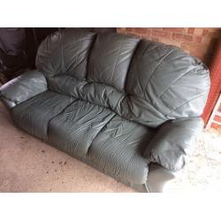 Forest Green Great Condition Leather Sofa for sale