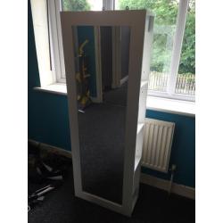 White Frame Storage Mirror