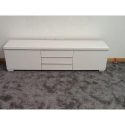 white glossy furniture.TV unit,2 side tables,coffee table