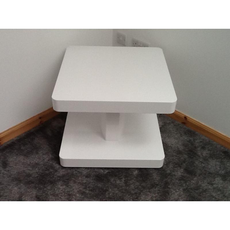 white glossy furniture.TV unit,2 side tables,coffee table