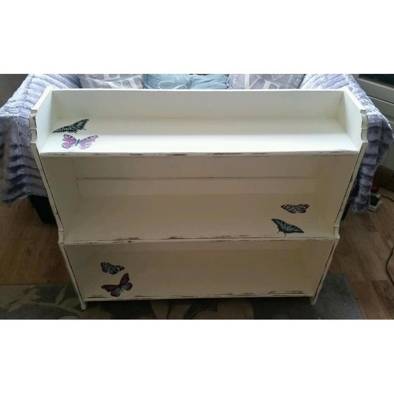 Beautiful shabby chic solid pine bookshelf, shoe shelf