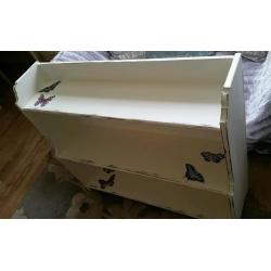 Beautiful shabby chic solid pine bookshelf, shoe shelf