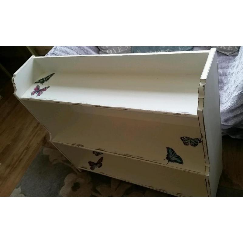 Beautiful shabby chic solid pine bookshelf, shoe shelf