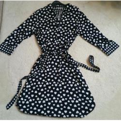 Love heart print shirt dress NEW size 14