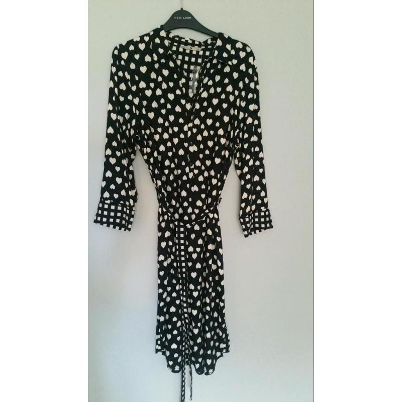 Love heart print shirt dress NEW size 14