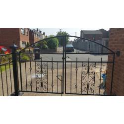 Wrought iron gates + fence