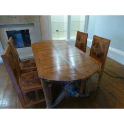 **STUNNING** Indian Teak Dining Table and 4 Chairs