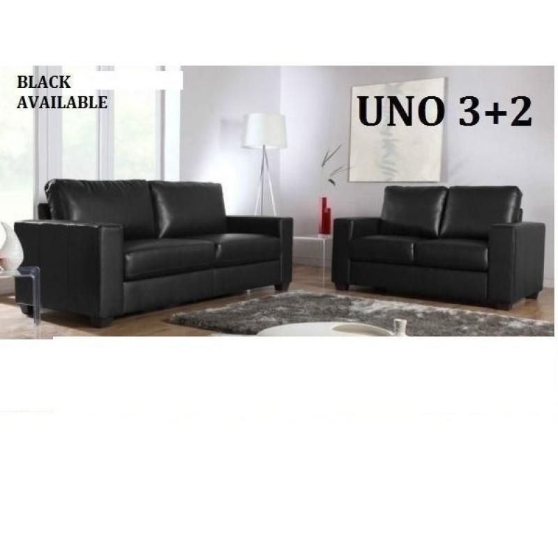 LAST FEW SETS LEATHER SOFA SET 3+2 AS IN PIC BLACK OR BROWN BRAND NEW