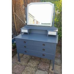 Charcoal Grey Dressing Table - Dresser - Bedroom Chest of Drawers with Mirror - Furniture