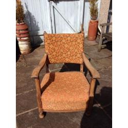 CUTE VINTAGE SHABBY CHIC OAK & FABRIC NURSING/BEDROOM CHAIR