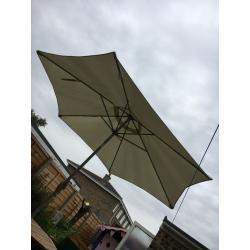 Ikea Metal 2.7m tilting cream parasol with winding handle