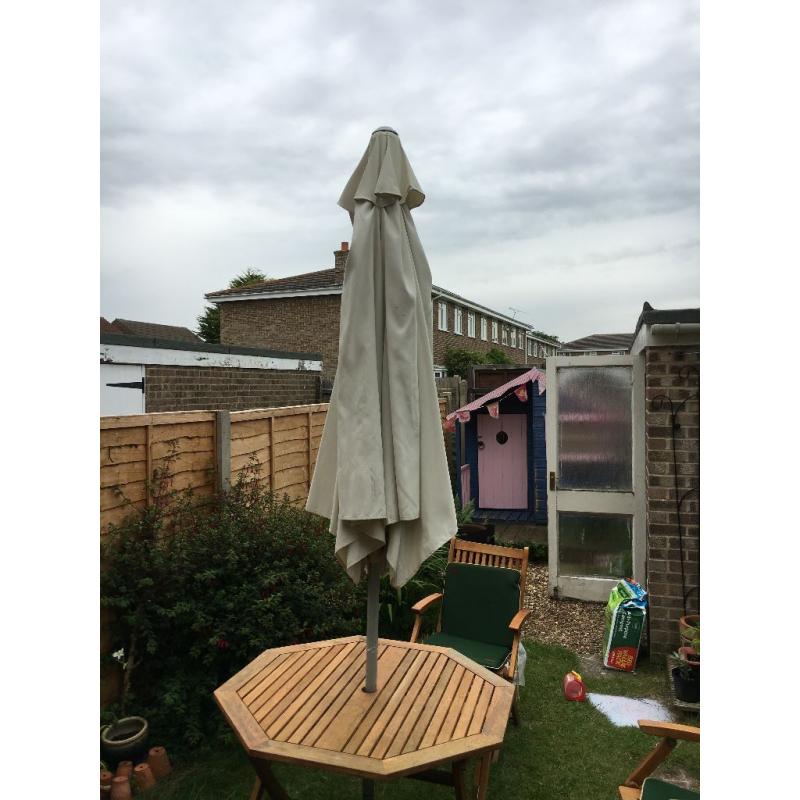 Ikea Metal 2.7m tilting cream parasol with winding handle