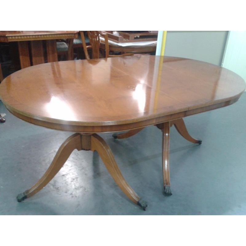 Regency dining table, Yew wood, 160, 210, 250CM, castor,extendable, Round End?sit 12 people