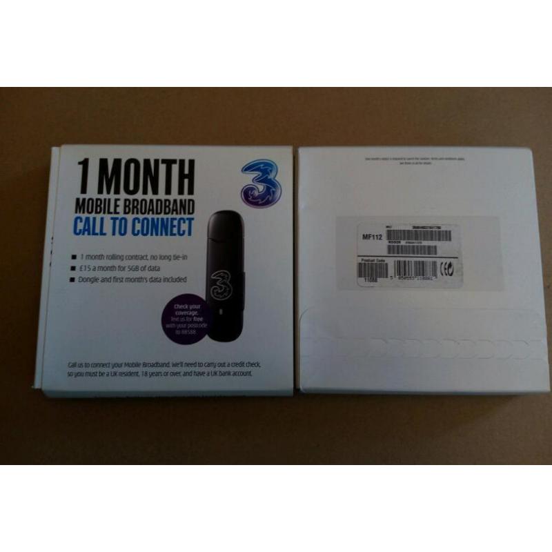 Brand new three internet dongel with 5gb free