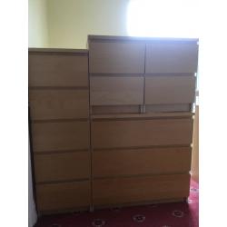 Set of IKEA Malm Bedroom Furniture in Birch