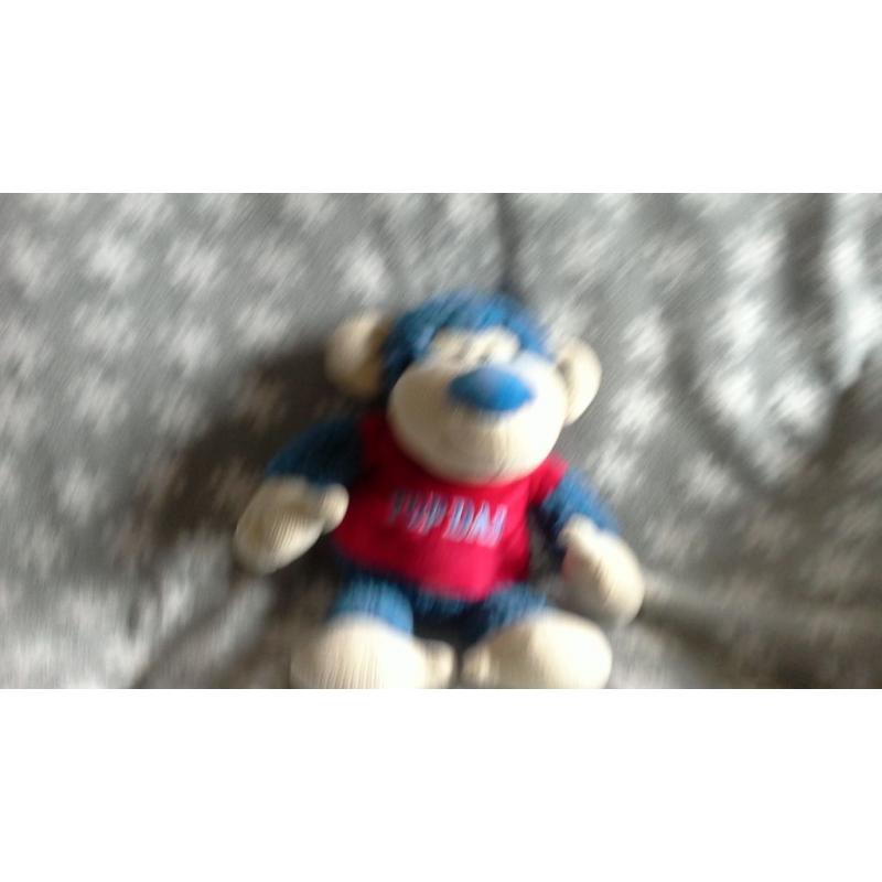 fathers day present. Top Dad blue Bear soft toy