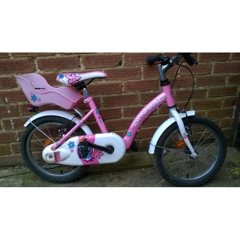 Dynamic girls bike/cycle 16 ins wheel. Suit 3-6 yrs