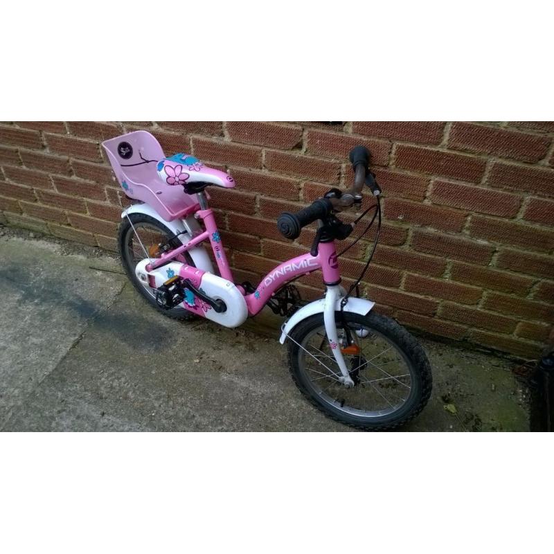 Dynamic girls bike/cycle 16 ins wheel. Suit 3-6 yrs