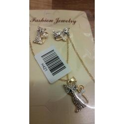 gold plated necklace and earings set