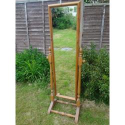 Pine Wooden Cheval Bedroom Full length Mirror