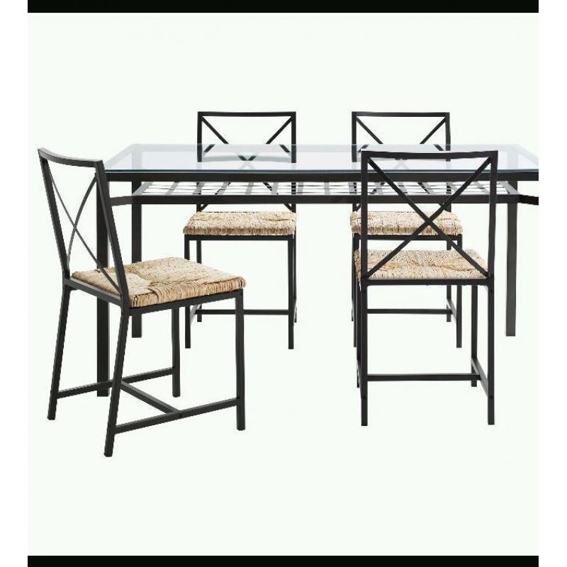 IKEA glass top dining table and chairs