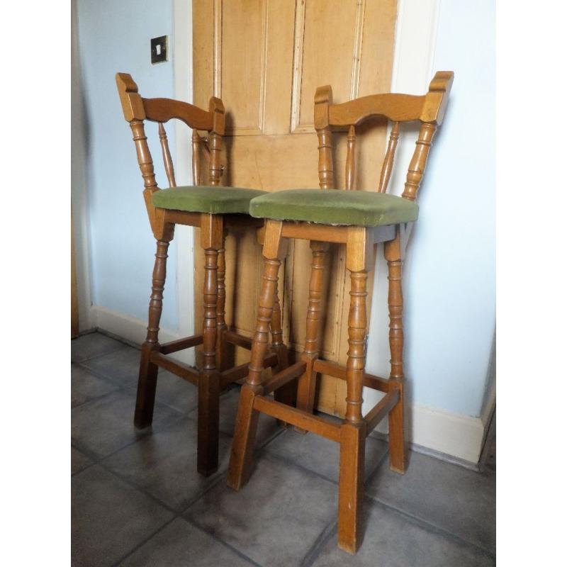 Breakfast Bar Stools- Two, Solid Wood OAK, Traditional Design