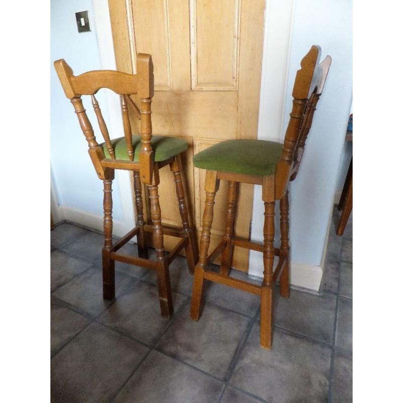 Breakfast Bar Stools- Two, Solid Wood OAK, Traditional Design