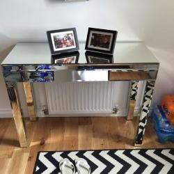 Mirrored glass console table