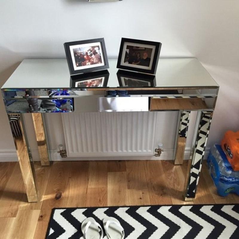 Mirrored glass console table