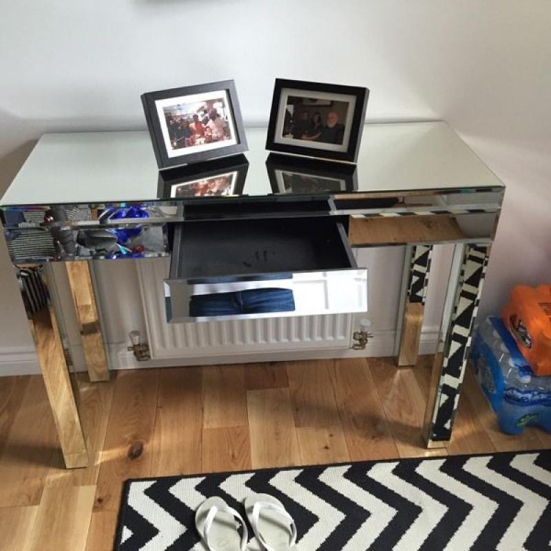 Mirrored glass console table