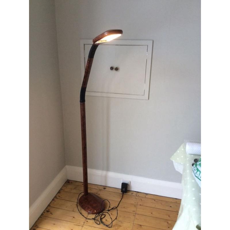 Retro Standard/floor lamp. Tortoiseshell coloured. We think it is made out of Bakelite.