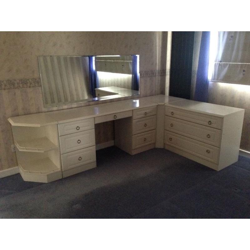 Ivory Schreiber free standing wardrobes with matching drawers and dressing table