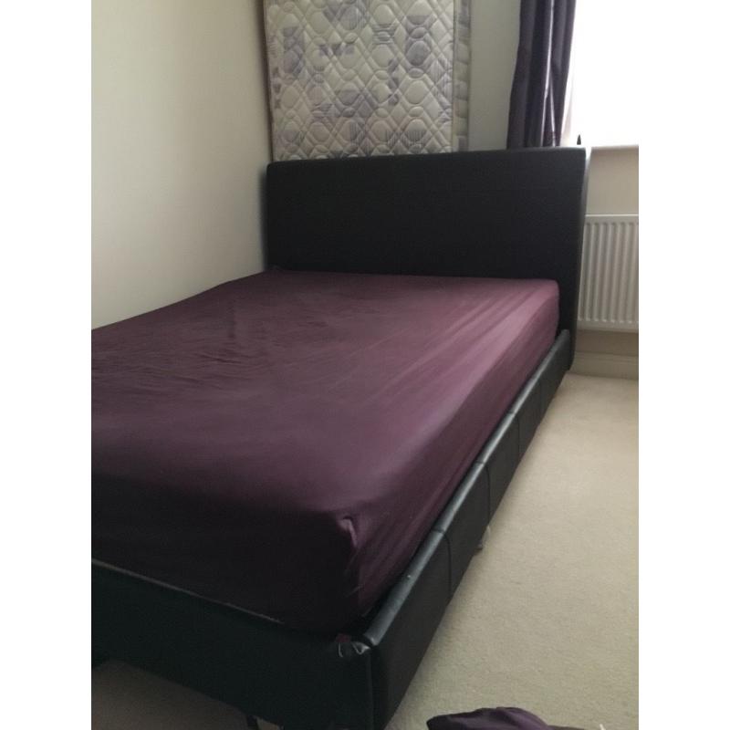 Faux leather double bed