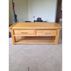 Solid oak finish coffee table