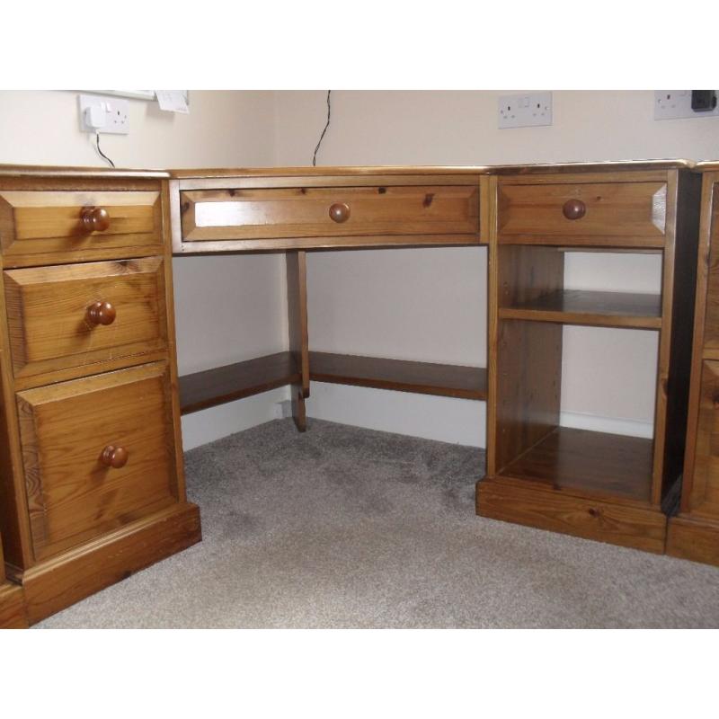 Solid Pine Corner Desk & matching Filing Cabinet