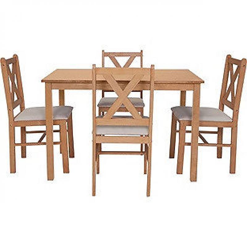 Ava Oak Stain Dining Table and 4 Chocolate Chairs