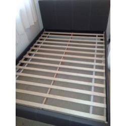 Brown/Grey Faux Leather Double Bed Frame with Mattress for sale in LITTLEHAMPTON