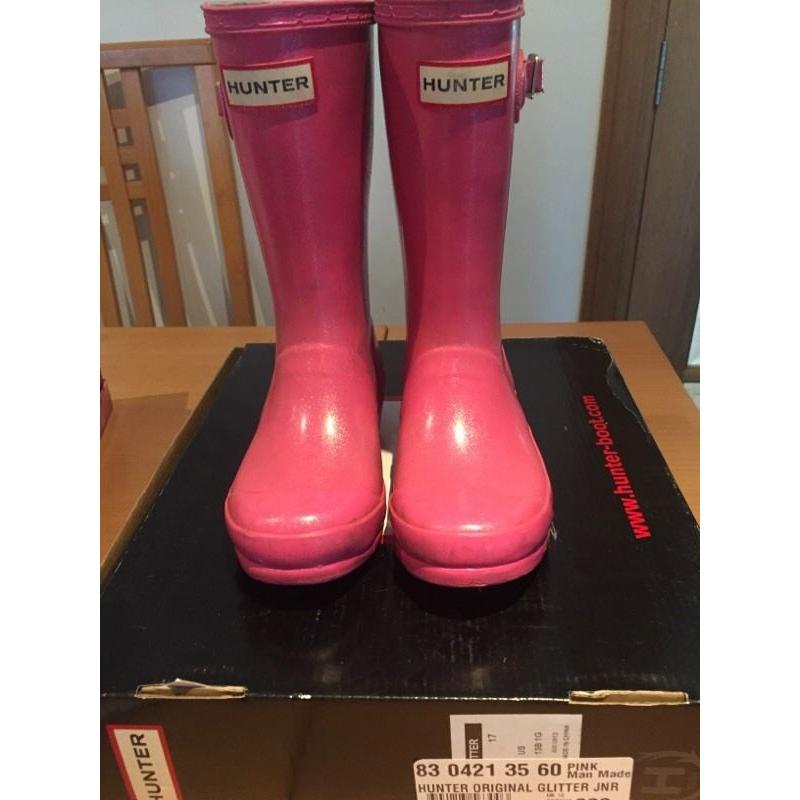 Hunter wellies pink glitter size 12 Mintlaw