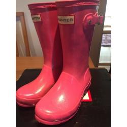 Hunter wellies pink glitter size 12 Mintlaw