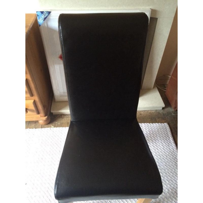 2 BLACK FAUX LEATHER DINING CHAIRS