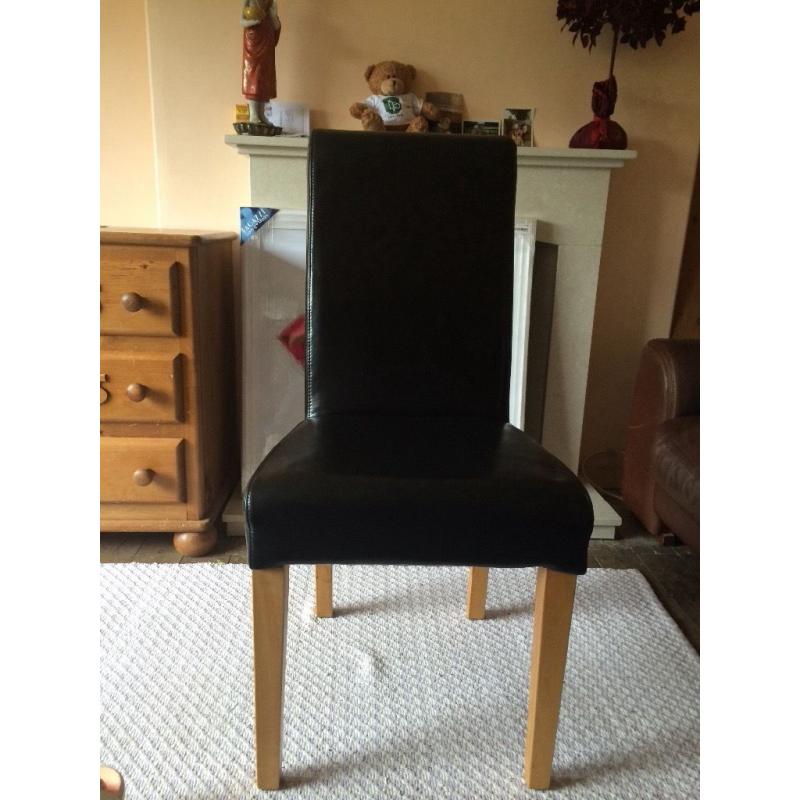 2 BLACK FAUX LEATHER DINING CHAIRS